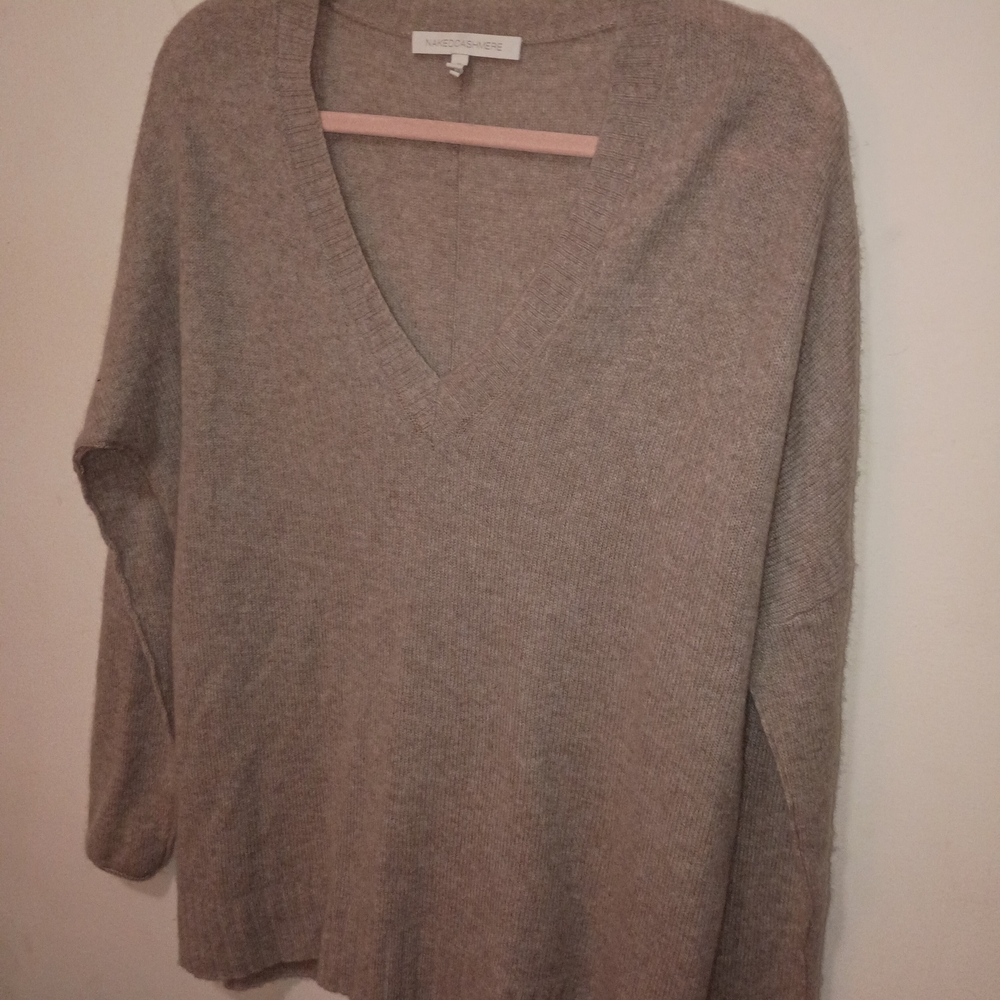 NakedCashmere Taupe V-Neck Sweater